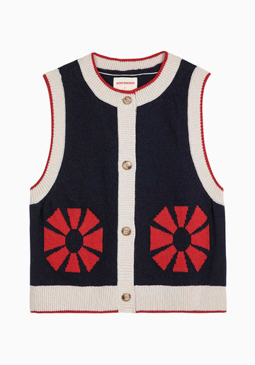 Vest Flower Knitte 225ad062 Navy-Blue