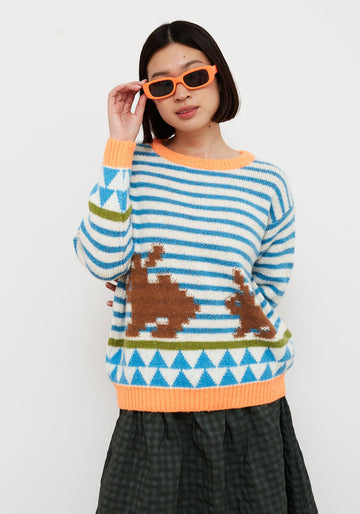 Pullover Rabbit Sweat Rabbit Sweater Blue