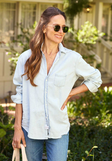 Denim Shirt E Eileen Famous De Light-Blue-Tattere