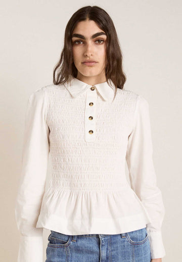 Aw25-dm-2026 Hazel Shirred White