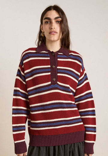 Aw25-dm-2018 Ilona Strip Rugb Burgundy