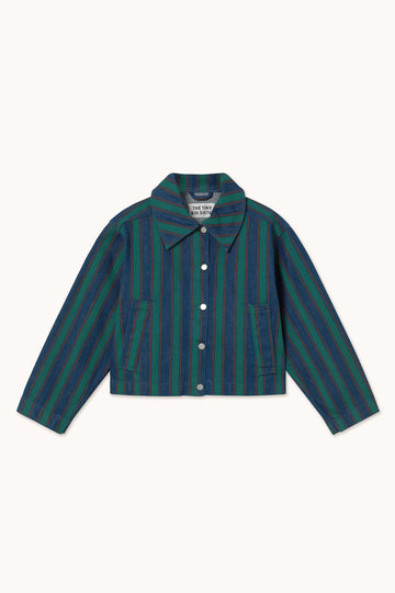 Aw25-643 Boxy Strip Jacke Stone