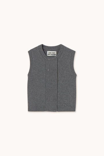Aw25-699 Buttoned Vest Dark-Grey-Melange