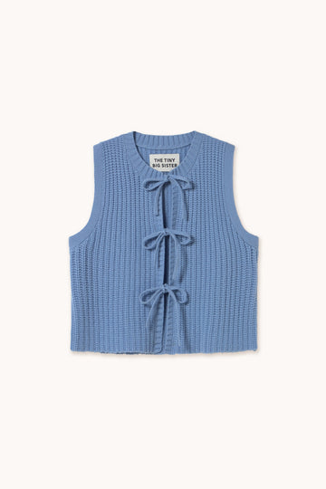 Aw25-701 Tie Detail Vest Denim-Blue