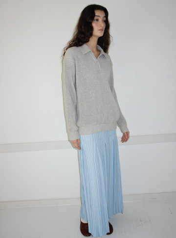 Knit Pleated Vest Gd236 Light-Grey